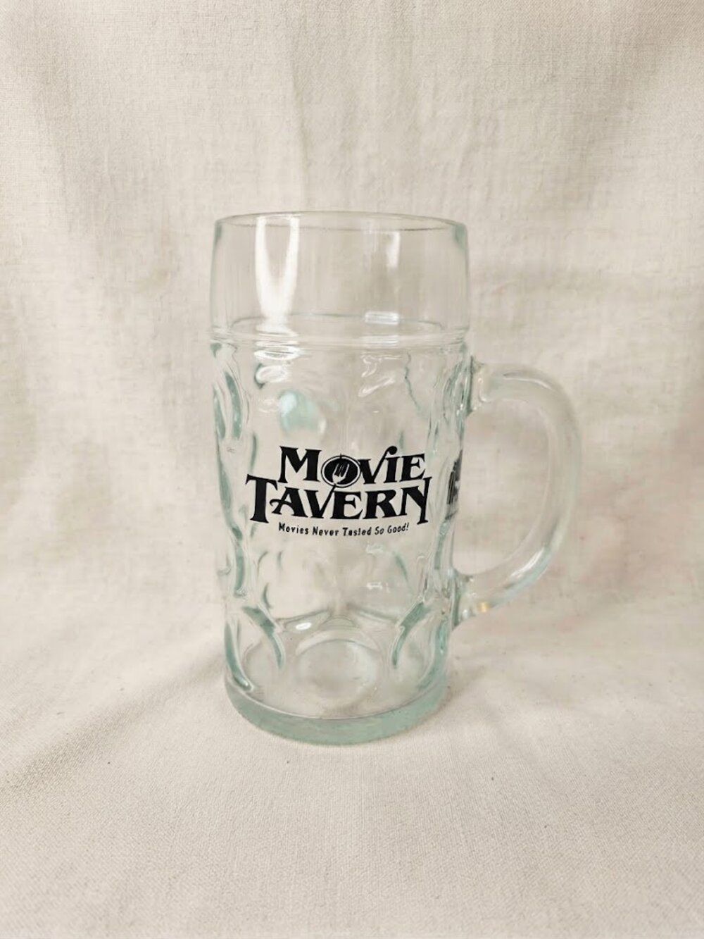 Movie Tavern Clear Glass Beer Mug Stein 8" Diner Pub Restaurant Souvenir